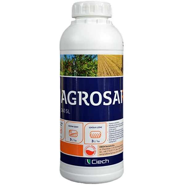 Środek na chwasty AGROSAR 360 SL 1L glifosat herbicyd wypala chwasty