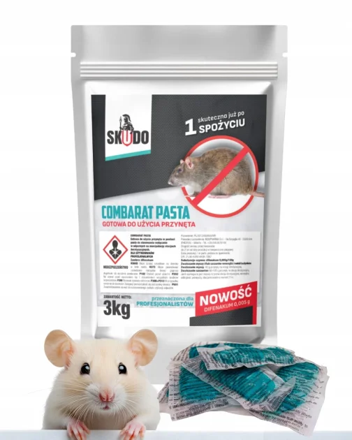 Skudo Combarat pasta 3 kg - trutka na myszy i szczury difenakum